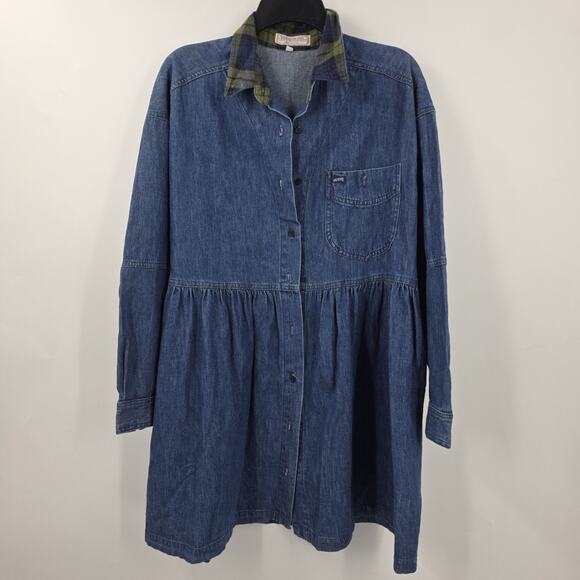 Vintage Guess by Georges Marciano Womens M Blue Button Denim Long Sleeve Dress - Picture 1 of 11
